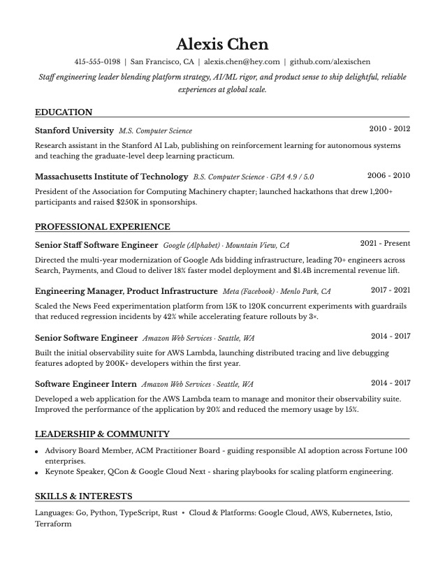 Preview of the Signature resume template